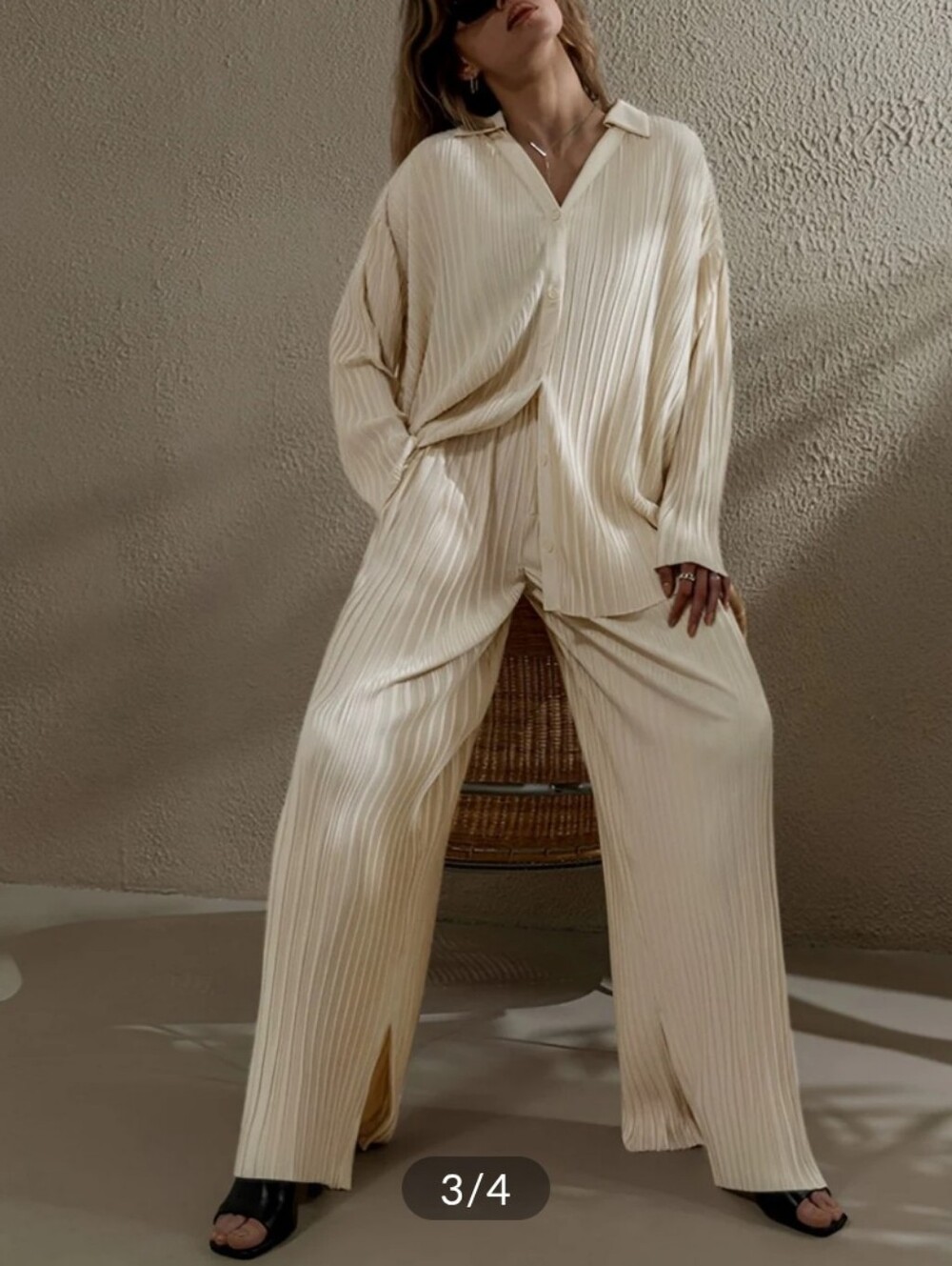 Commense Oversized Leisure Pleat Pocket Pants Off White Medium - Picture 2 of 9